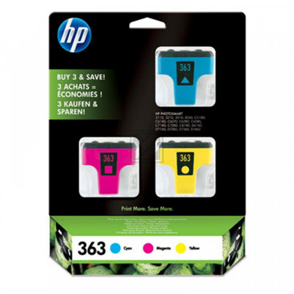 HP Tintenpatrone gelb, cyan, magenta (CB333EE, 363)