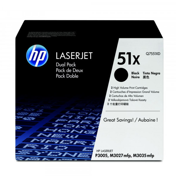 HP Toner-Kartusche 2 x schwarz HC (Q7551XD, 51XD)