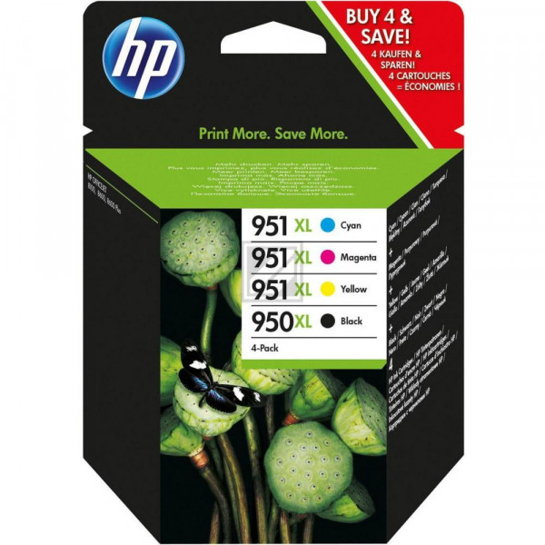 HP Tintenpatrone gelb, cyan, magenta, schwarz HC (C2P43AE, 950XL, 3 x 951XL)