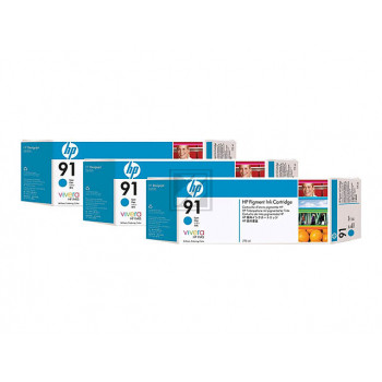HP Tintenpatrone 3 x cyan (C9483A, 91)