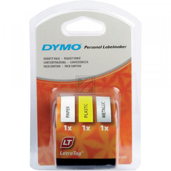 Dymo Schriftbandkassette schwarz/gelb, schwarz/weiß, schwarz/silber metallic (91241)