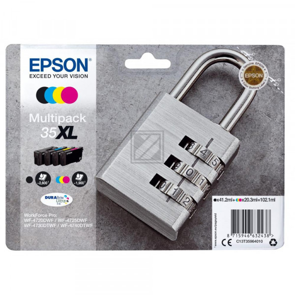 Epson Tintenpatrone gelb, cyan, magenta, schwarz HC (C13T35964010, 35XL)