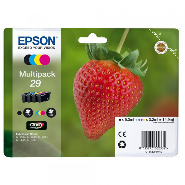 Epson Tintenpatrone gelb, cyan, magenta, schwarz (C13T29864012, T2986)