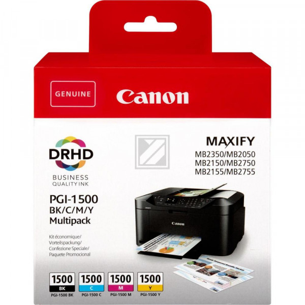 Canon Tintenpatrone Blister gelb, cyan, magenta, schwarz (9218B005, PGI-1500)