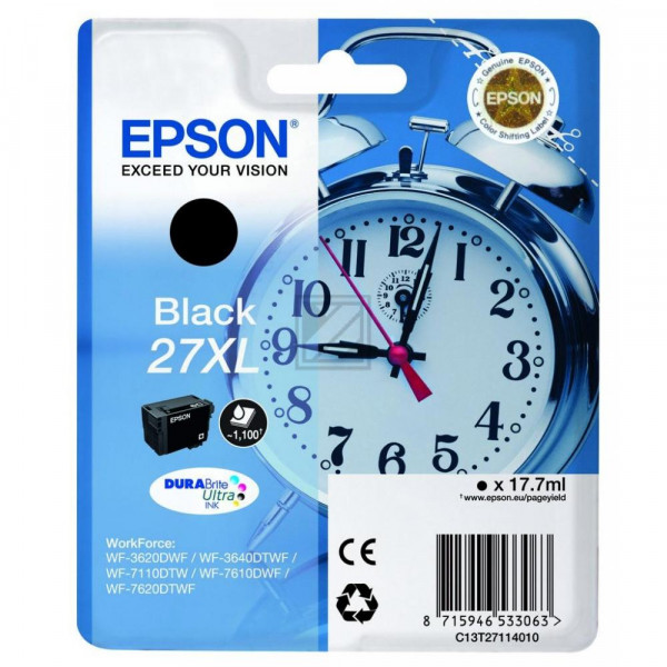 Epson Tintenpatrone schwarz HC (C13T27114012, T2711)