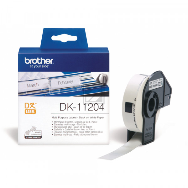 Brother Mehrzwecketiketten weiß (DK11204)