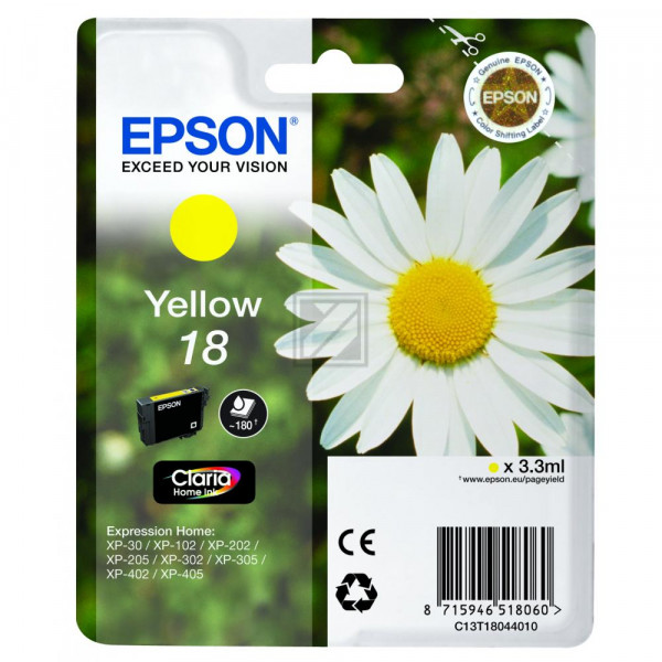 Epson Tintenpatrone gelb (C13T18044012, T1804)