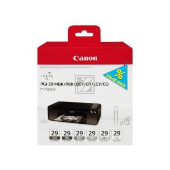 Canon Tintenpatrone chrom optimizer, grau, dunkelgrau, schwarz matt, photo schwarz, hellgrau (4868B018, PGI-29CO, PGI-29DGY, PGI-29GY, PGI-29LGY, PGI-29MBK, PGI-29PBK)